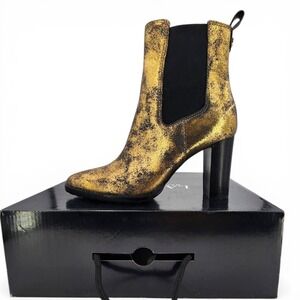 Lauren Ralph Lauren Mylah Stretch Metallic Ankle Boots Womens Size 8B NEW in Box
